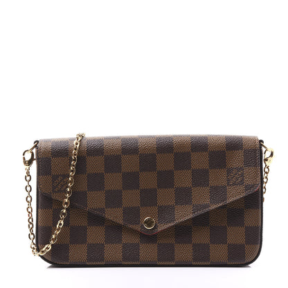 Louis Vuitton Damier Ebene Pochette Felicie Chain Wallet 1 of 10