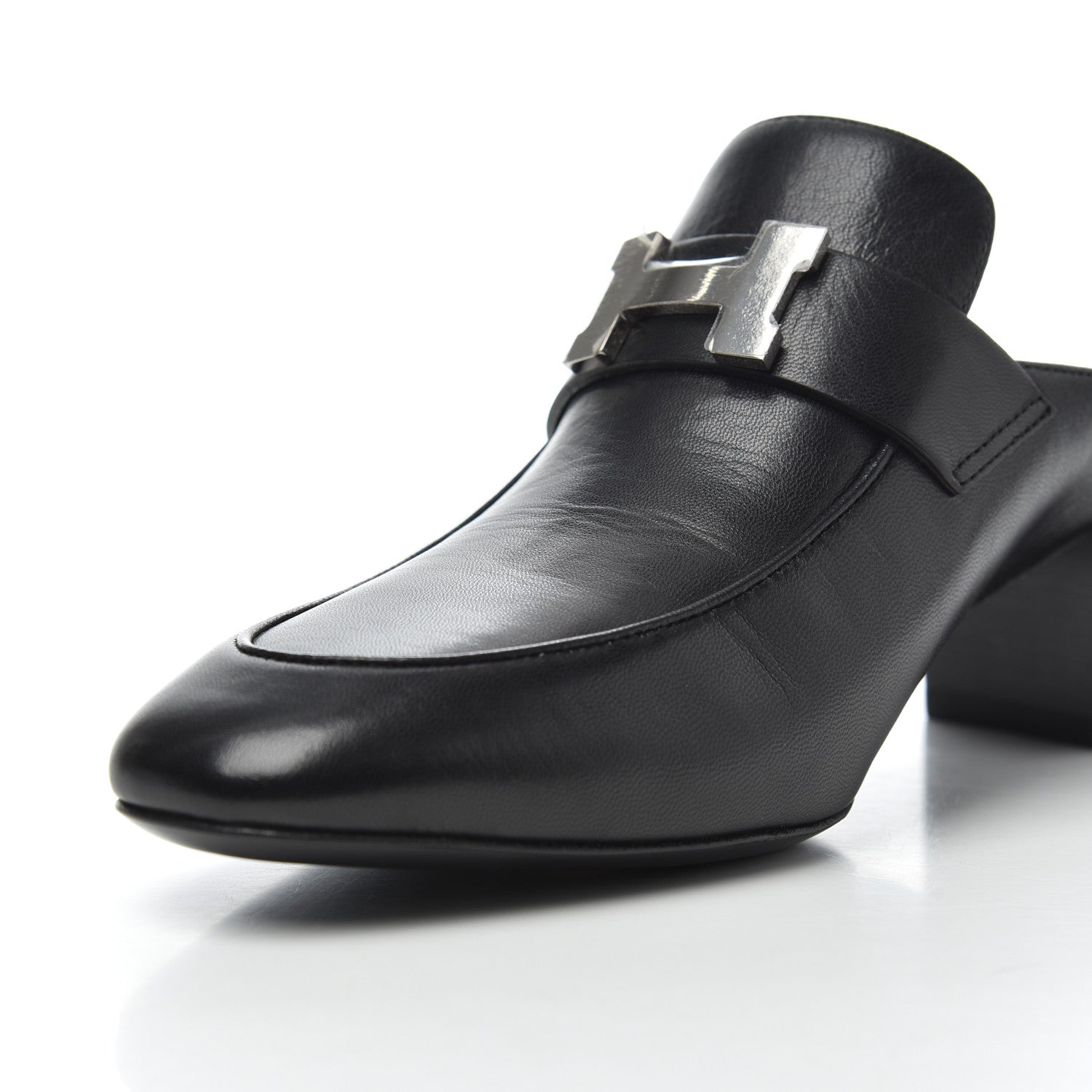 Hermes Goatskin Paradis Mules 37.5 Black 10 of 13