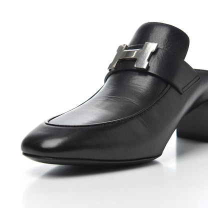 Hermes Goatskin Paradis Mules 37.5 Black 10 of 13