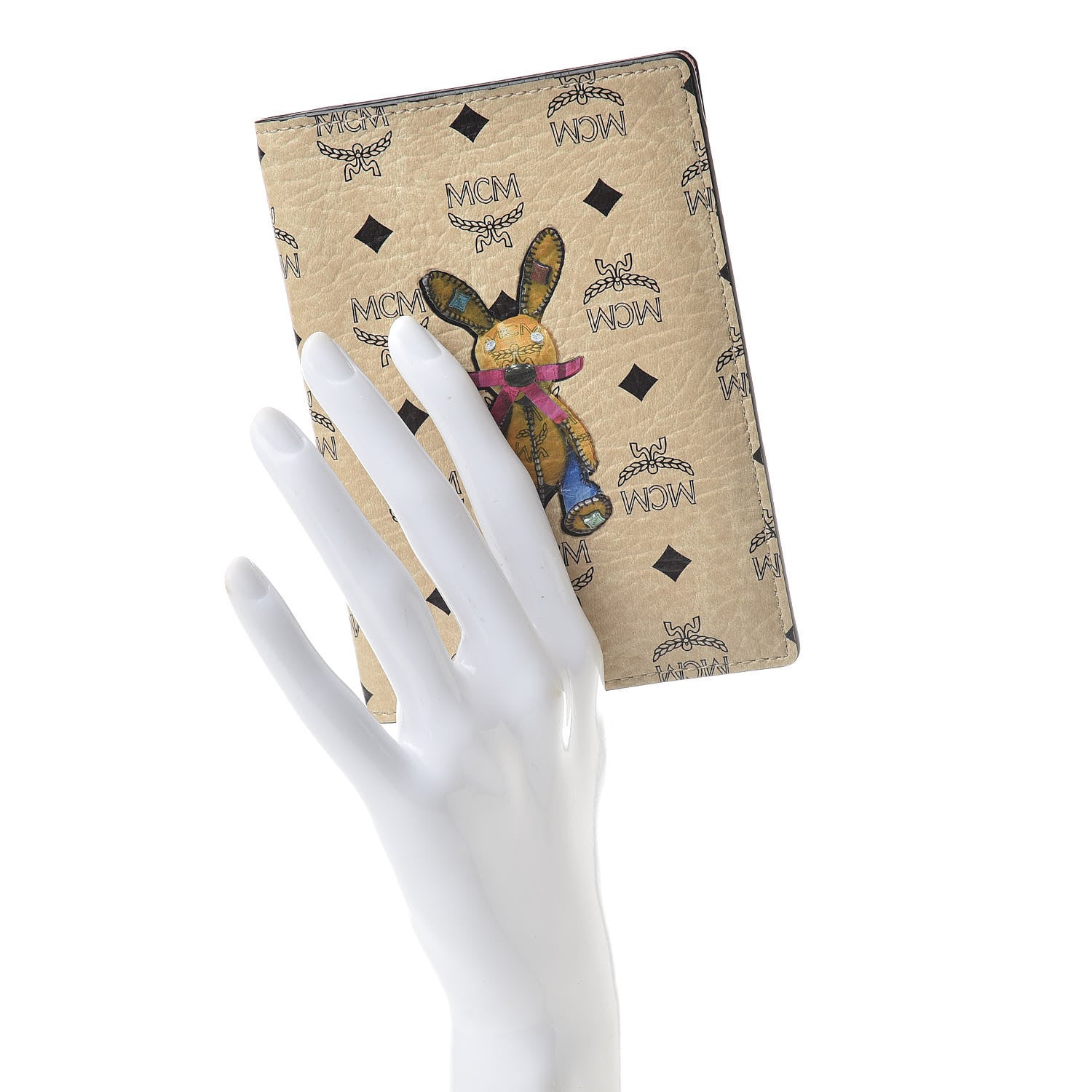 MCM Visetos Rabbit Passport Holder Beige 2 of 7