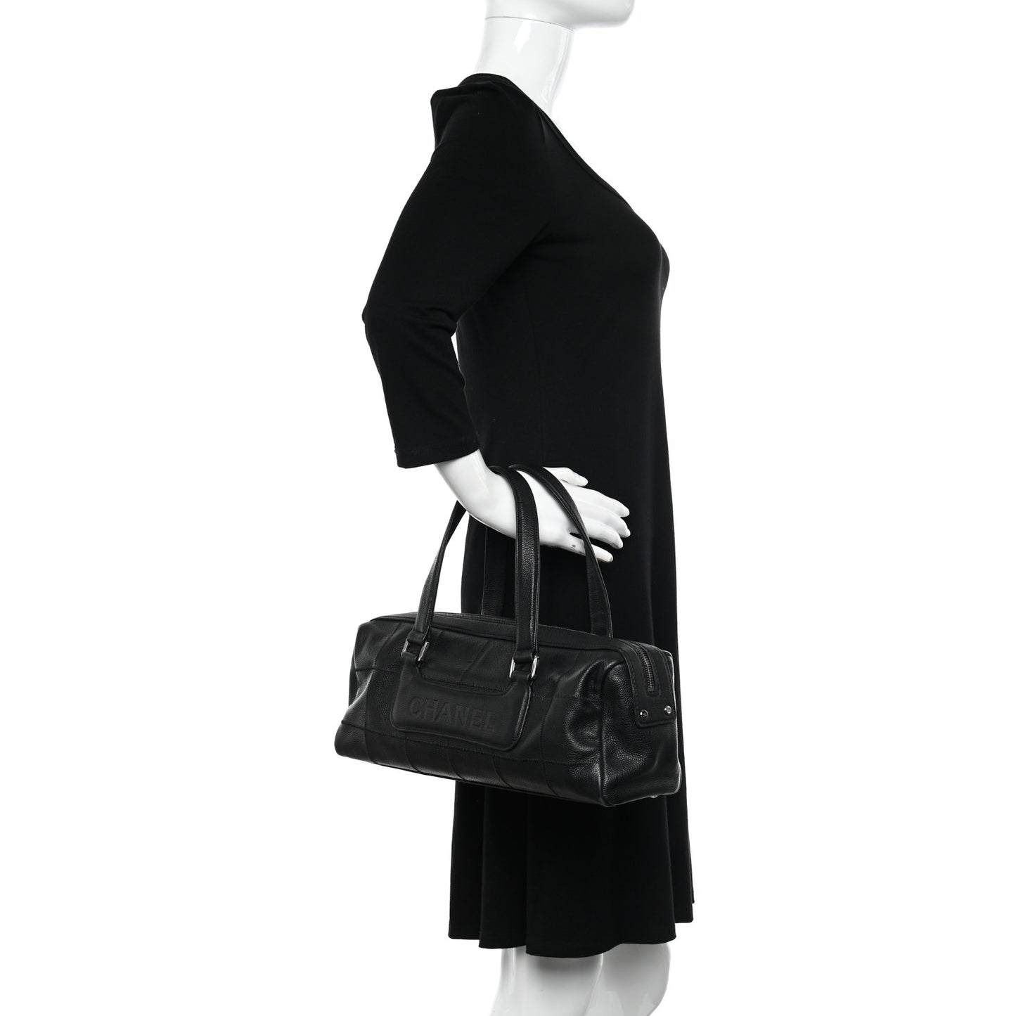 Caviar Square Stitched Tote Black