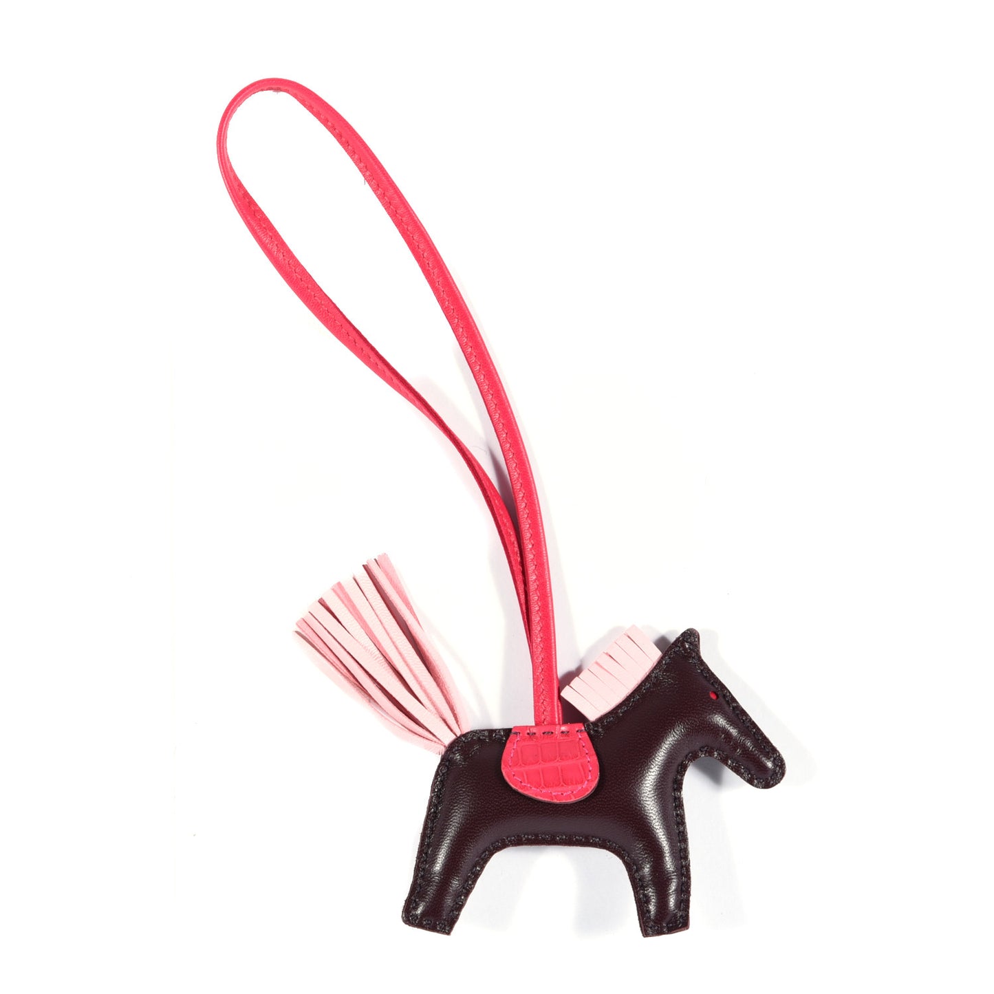 Milo Lambskin Matte Alligator Touch Grigri Rodeo Horse Bag Charm PM Rouge Sellier Framboise Rose Sakura