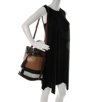 Burberry Canvas Mega Check Camouflage Medium Susanna Hobo Russet Brown 2 of 11