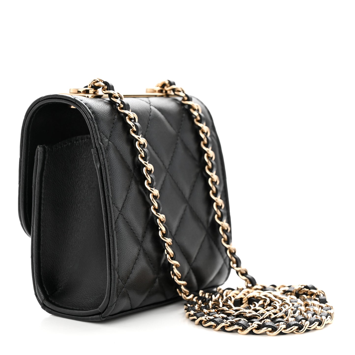 Lambskin Quilted Mini Trendy CC Chain Wallet Black