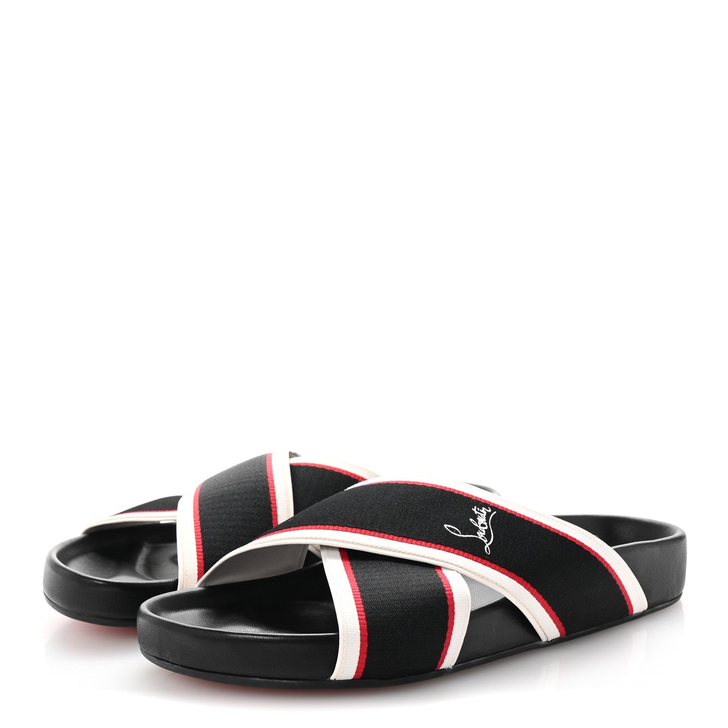 Christian Louboutin Canvas Calfskin Mens Hot Cross Bizz Sandals 43 4 of 9