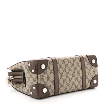 Gucci GG Supreme Monogram Textured Dollar Calfskin Medium Detail Tote Beige Ebony New Acero 4 of 10