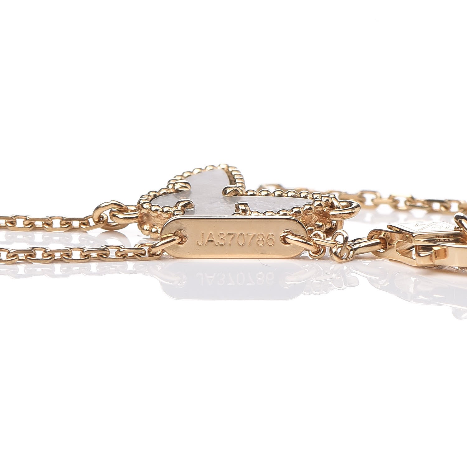 Van Cleef & Arpels 18K Yellow Gold Mother of Pearl Sweet Alhambra Butterfly Bracelet 7 of 8
