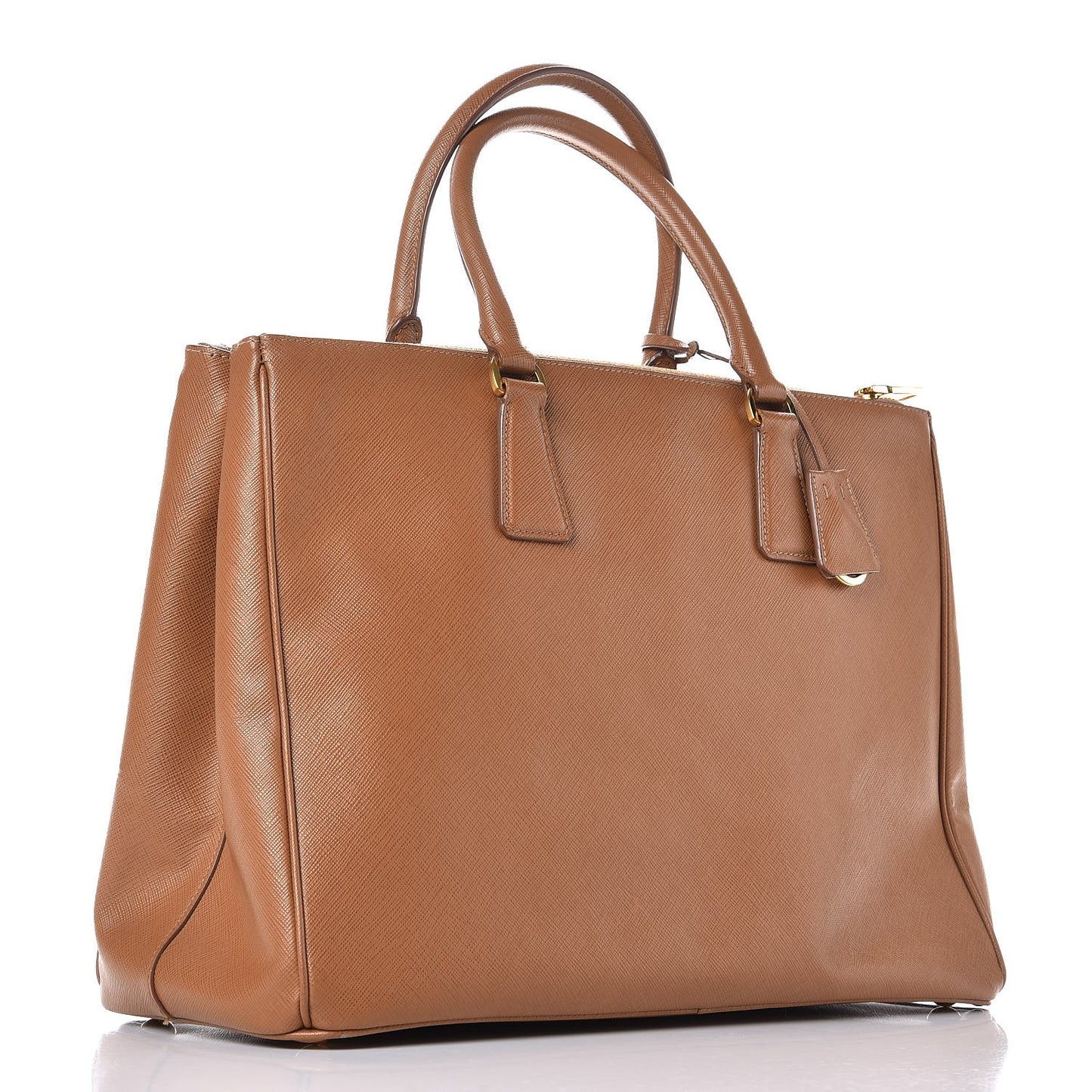 Saffiano Large Galleria Double Zip Tote Caramel