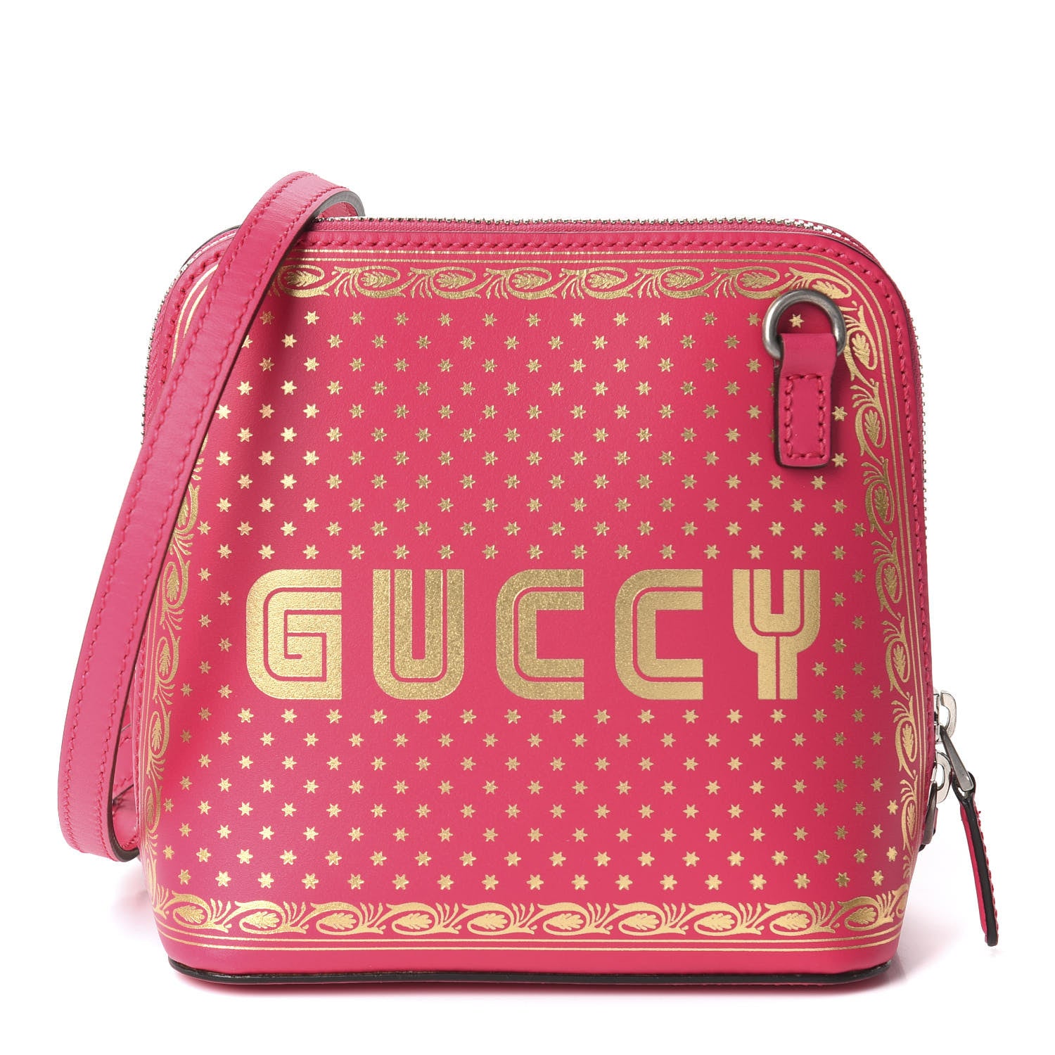 Gucci X SEGA Calfskin GUCCY Stars Mini Dome Shoulder Bag Violet Fuxia Gold 1 of 9