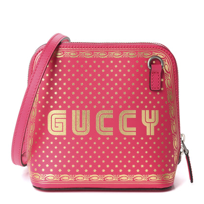 Gucci X SEGA Calfskin GUCCY Stars Mini Dome Shoulder Bag Violet Fuxia Gold 1 of 9