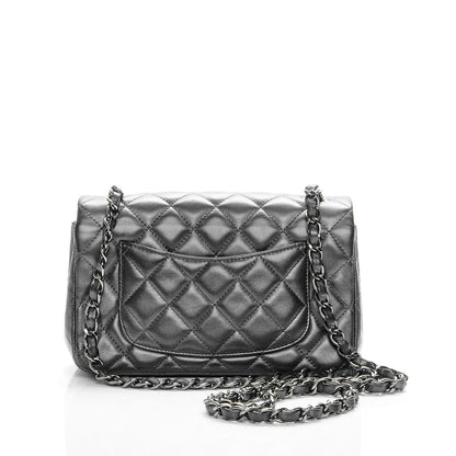 Chanel Metallic Calfskin Quilted Mini Rectangular Flap Charcoal Grey 4 of 8