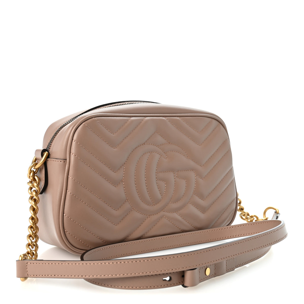 Calfskin Matelasse Small GG Marmont Chain Shoulder Bag Porcelain Rose