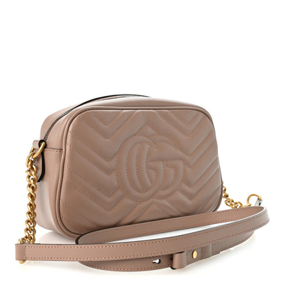 Gucci Calfskin Matelasse Small GG Marmont Chain Shoulder Bag Porcelain Rose 3 of 11