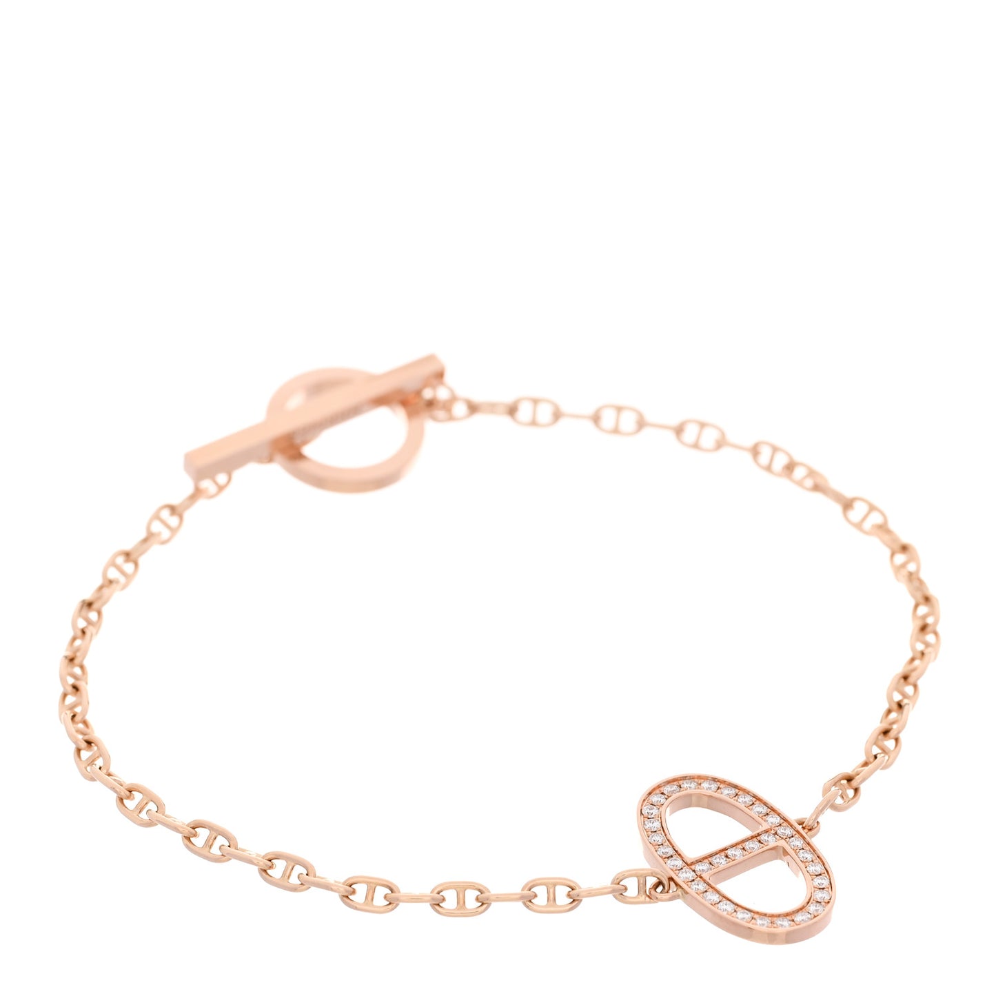18K Rose Gold Diamond Chaine d'Ancre Contour Bracelet ST