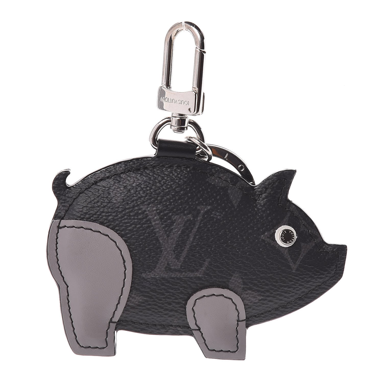 Louis Vuitton Calfskin Monogram Eclipse Pig Bag Charm Key Holder 1 of 4