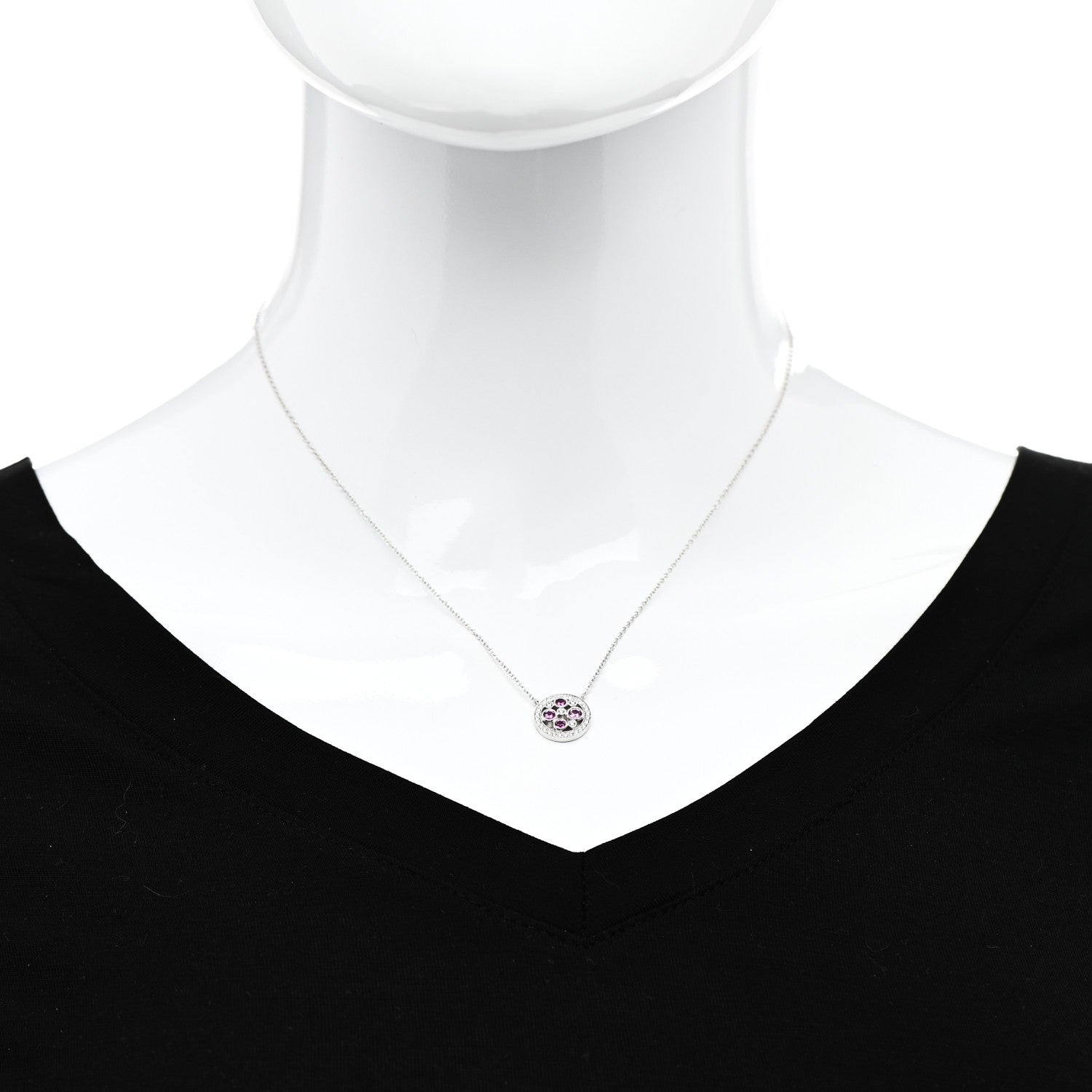 Tiffany Platinum Diamond Pink Sapphire Cobblestone Pendant Necklace 2 of 5