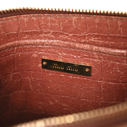 Miu Miu Vernice Crocodile Embossed Crossbody Bag Antico 6 of 10