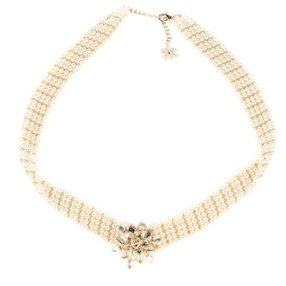 Chanel Pearl Crystal Camellia CC Multi Strand Belt 85 Gold 1 of 6