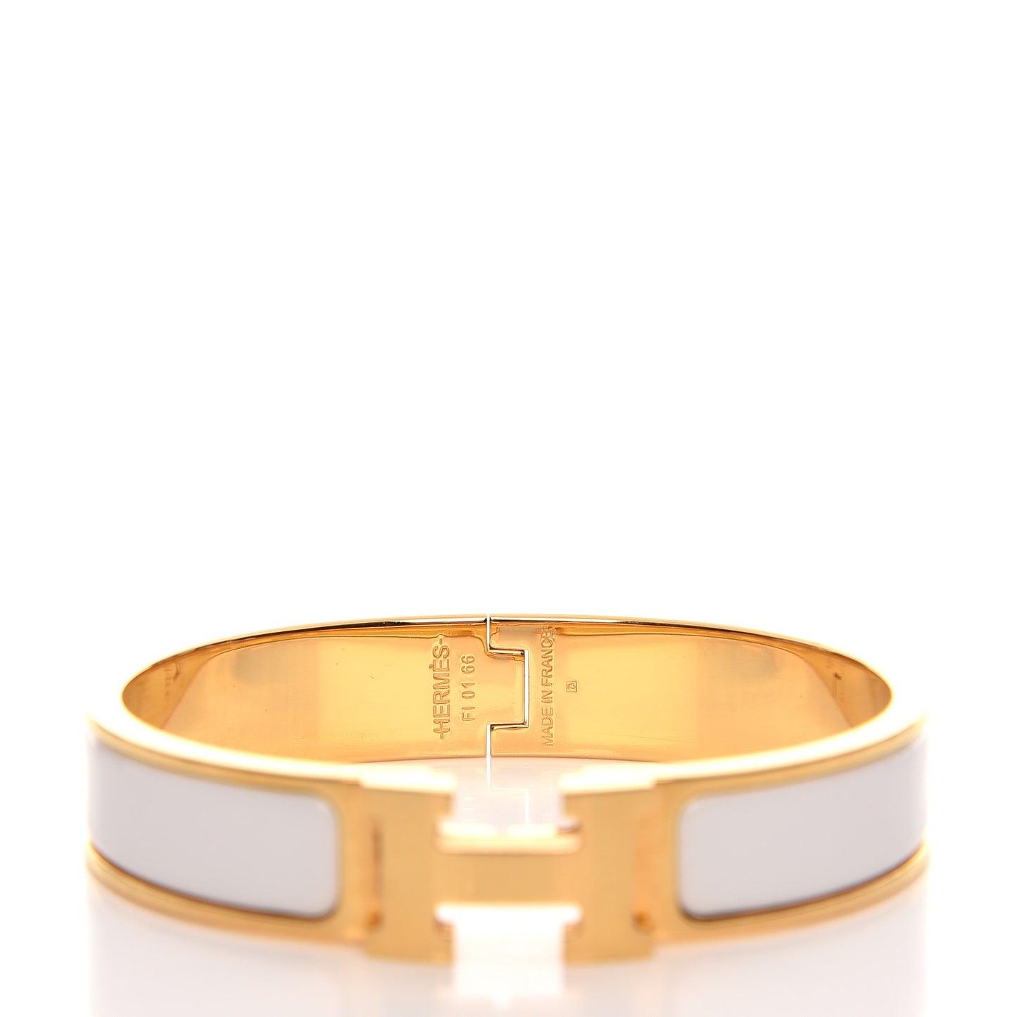 Enamel Narrow Clic Clac H Bracelet PM White