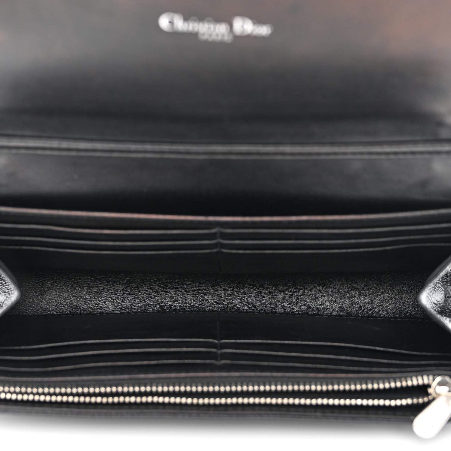Christian Dior Grained Calfskin Diorama Croisiere Chain Wallet Black 5 of 13