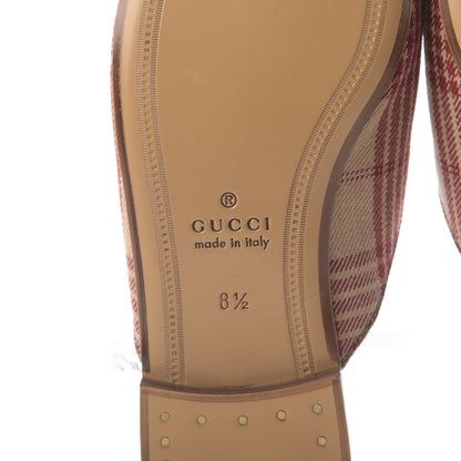 Gucci Canvas Tartan Mens Princetown Slippers 8.5 Camel Red Cuir 9 of 11