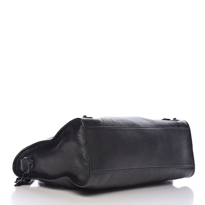 Balenciaga Shiny Grained Goatskin Black Metallic Edge City Black 4 of 9