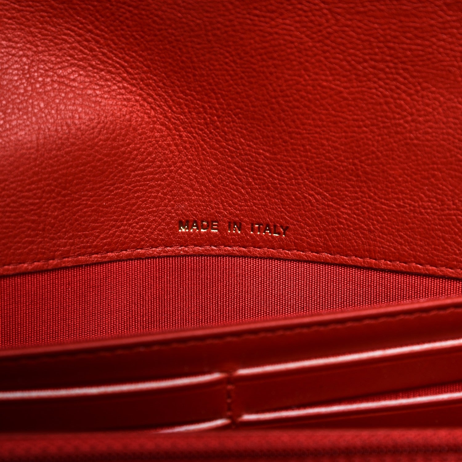 Chanel Grained Calfskin Quilted Label Click Large Gusset Flap Wallet Red 7 of 10