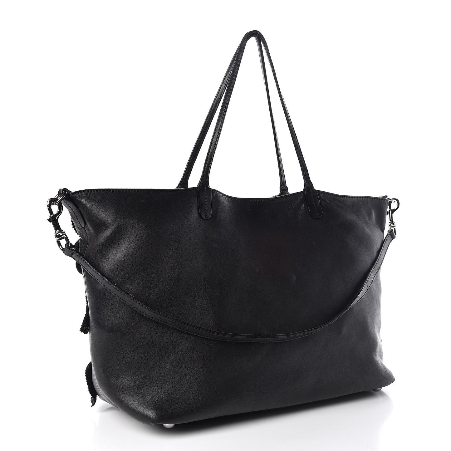 Nappa Studded Rosette Tote Black