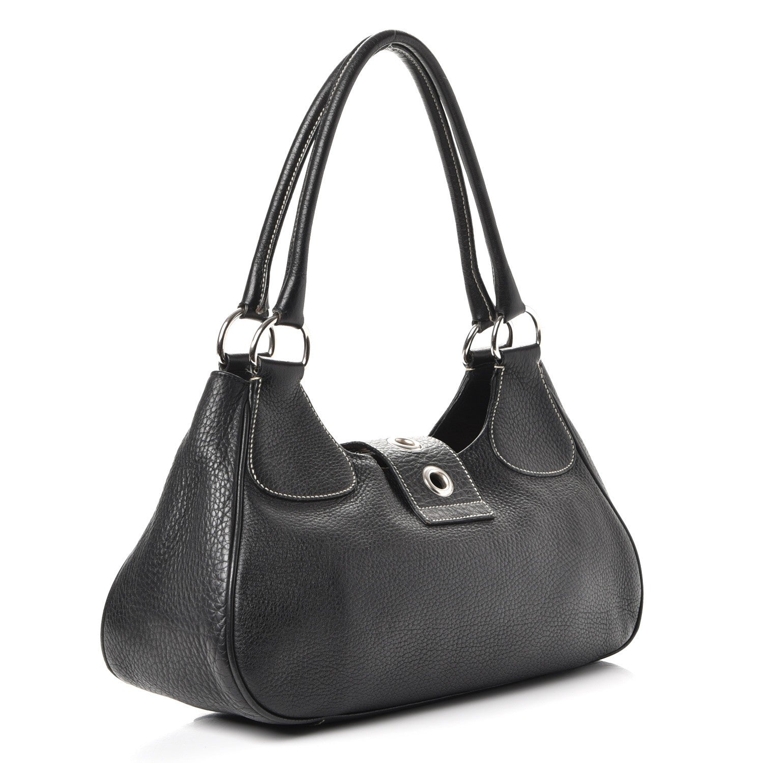 Prada Vitello Daino Shoulder Bag Black 3 of 10
