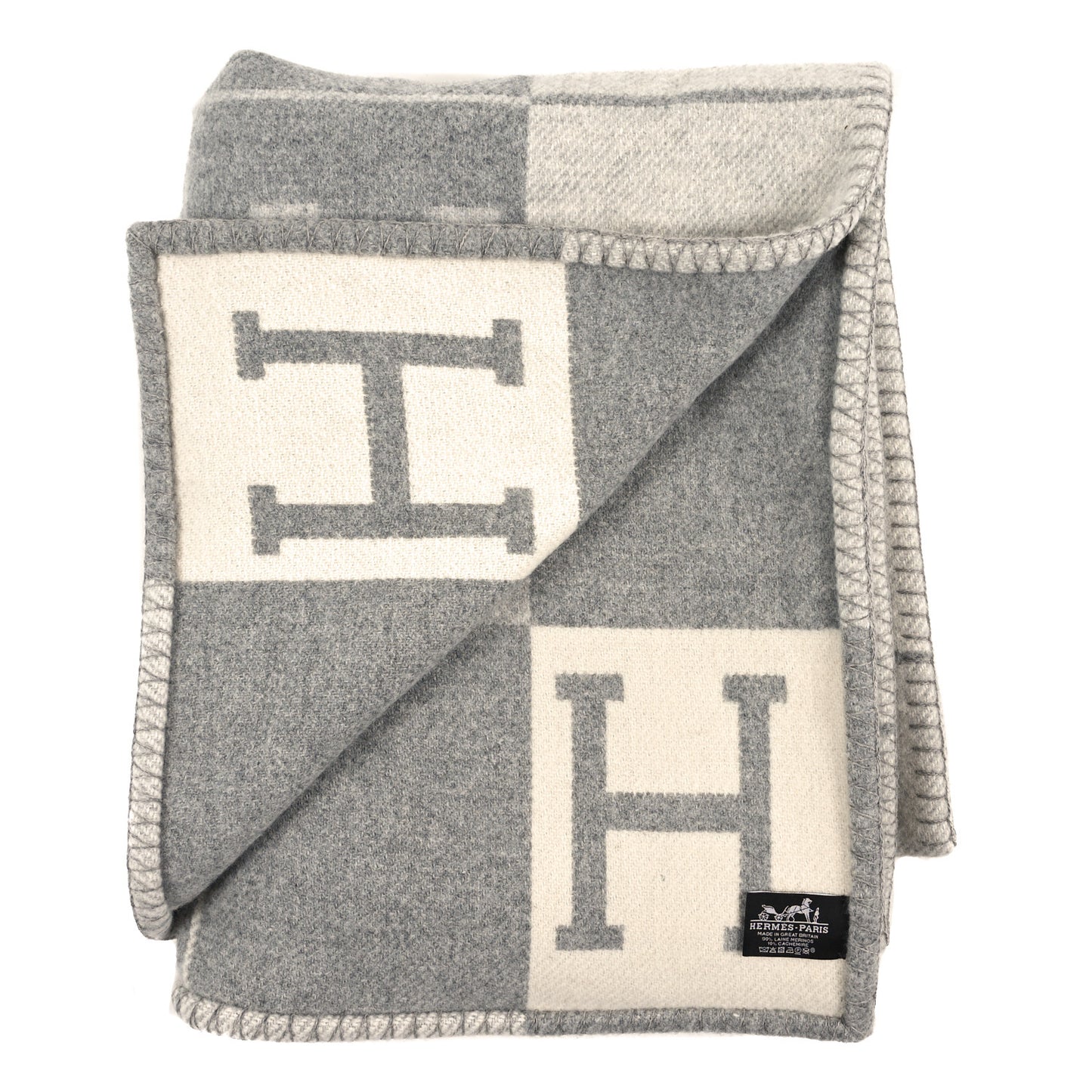 Wool Cashmere Avalon III Throw Blanket Ecru Gris Clair