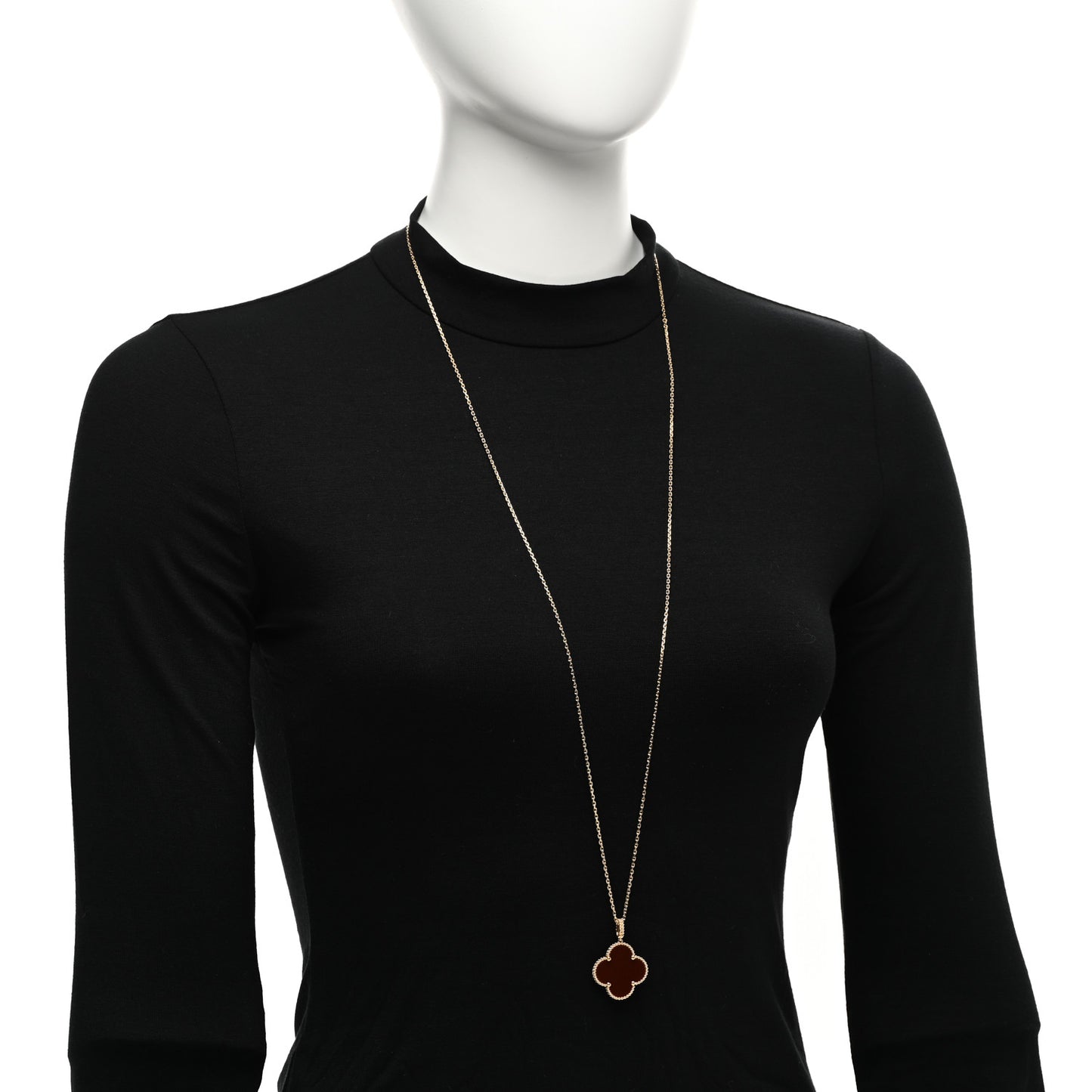 18K Yellow Gold Carnelian Magic Alhambra Long Necklace
