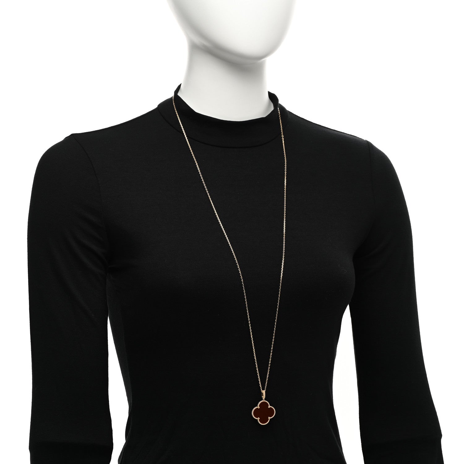 Van Cleef & Arpels 18K Yellow Gold Carnelian Magic Alhambra Long Necklace 2 of 5