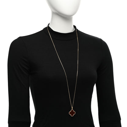 Van Cleef & Arpels 18K Yellow Gold Carnelian Magic Alhambra Long Necklace 2 of 5