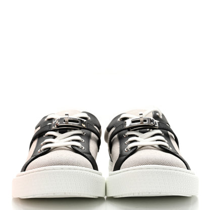 Hermes Calfskin Canvas Day Sneakers 39 Black White 2 of 9