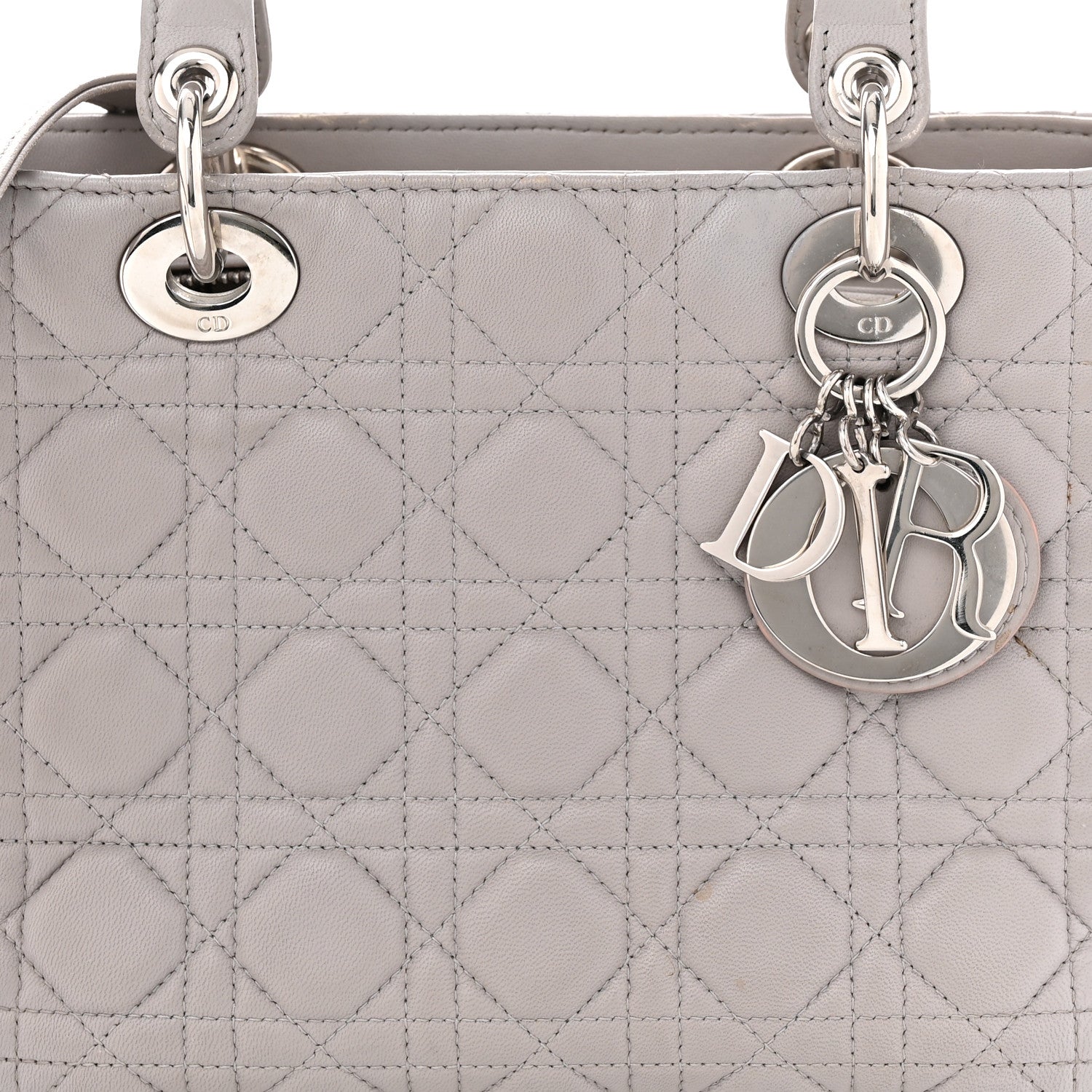 Christian Dior Lambskin Cannage Medium Lady Dior Grey 8 of 16