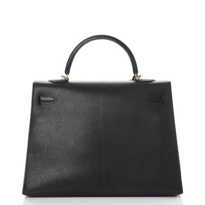 Hermes Chevre de Coromandel Kelly Sellier 35 Black 4 of 31