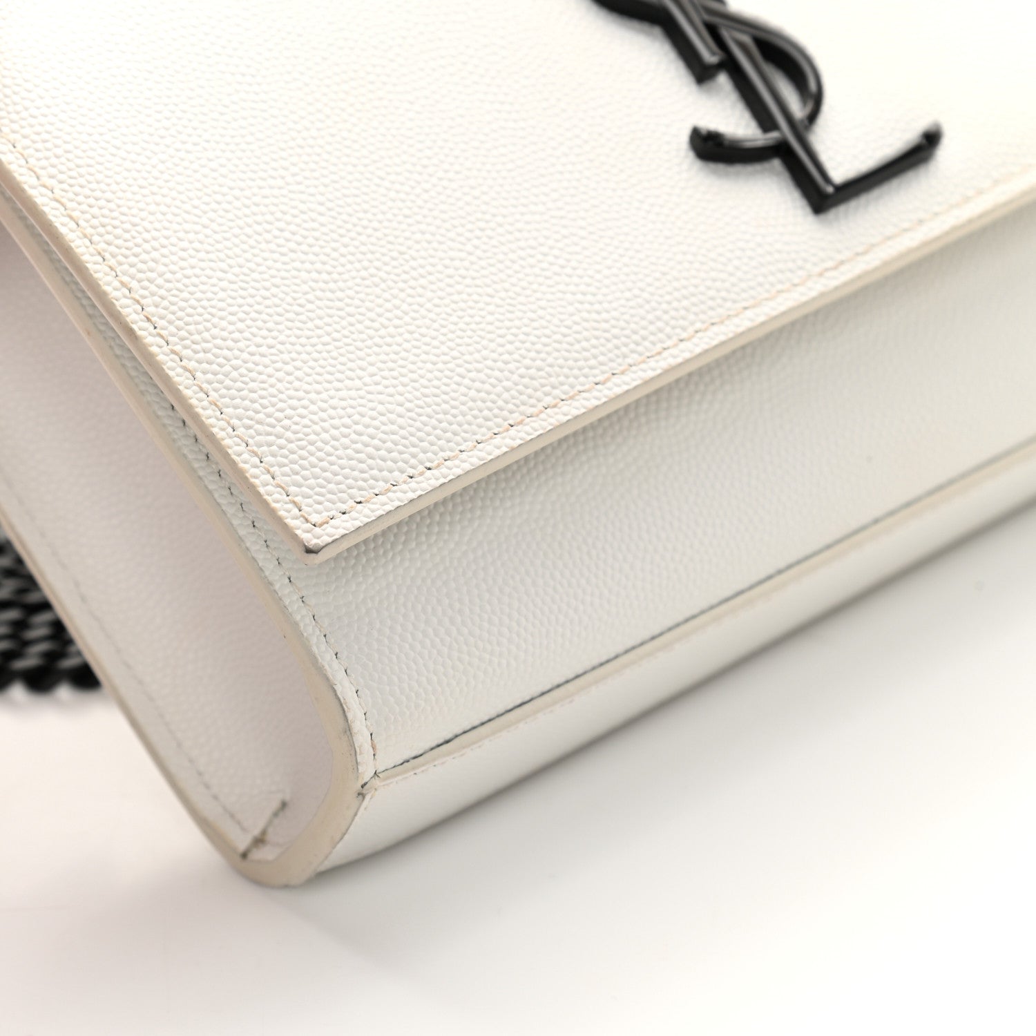 Saint Laurent Grain De Poudre Small Monogram Kate Satchel Porcellana Black 11 of 12