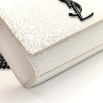 Saint Laurent Grain De Poudre Small Monogram Kate Satchel Porcellana Black 11 of 12