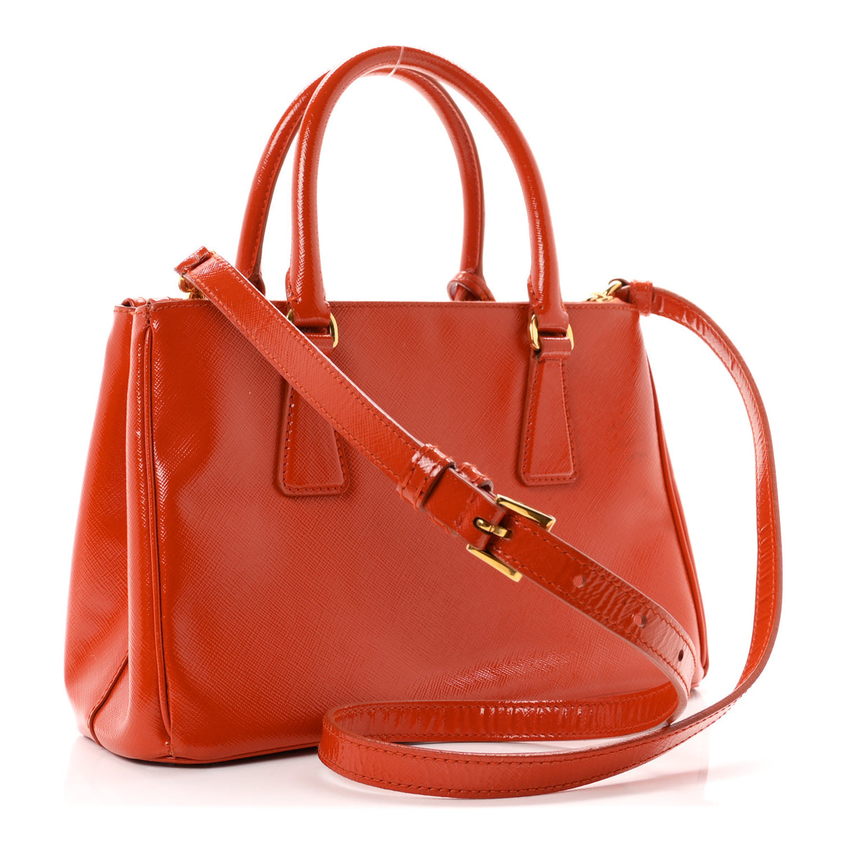 Prada Saffiano Vernice Small Galleria Double Zip Tote Papaya 3 of 10