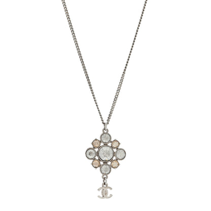 Chanel Crystal CC Drop Pendant Necklace Silver 1 of 4