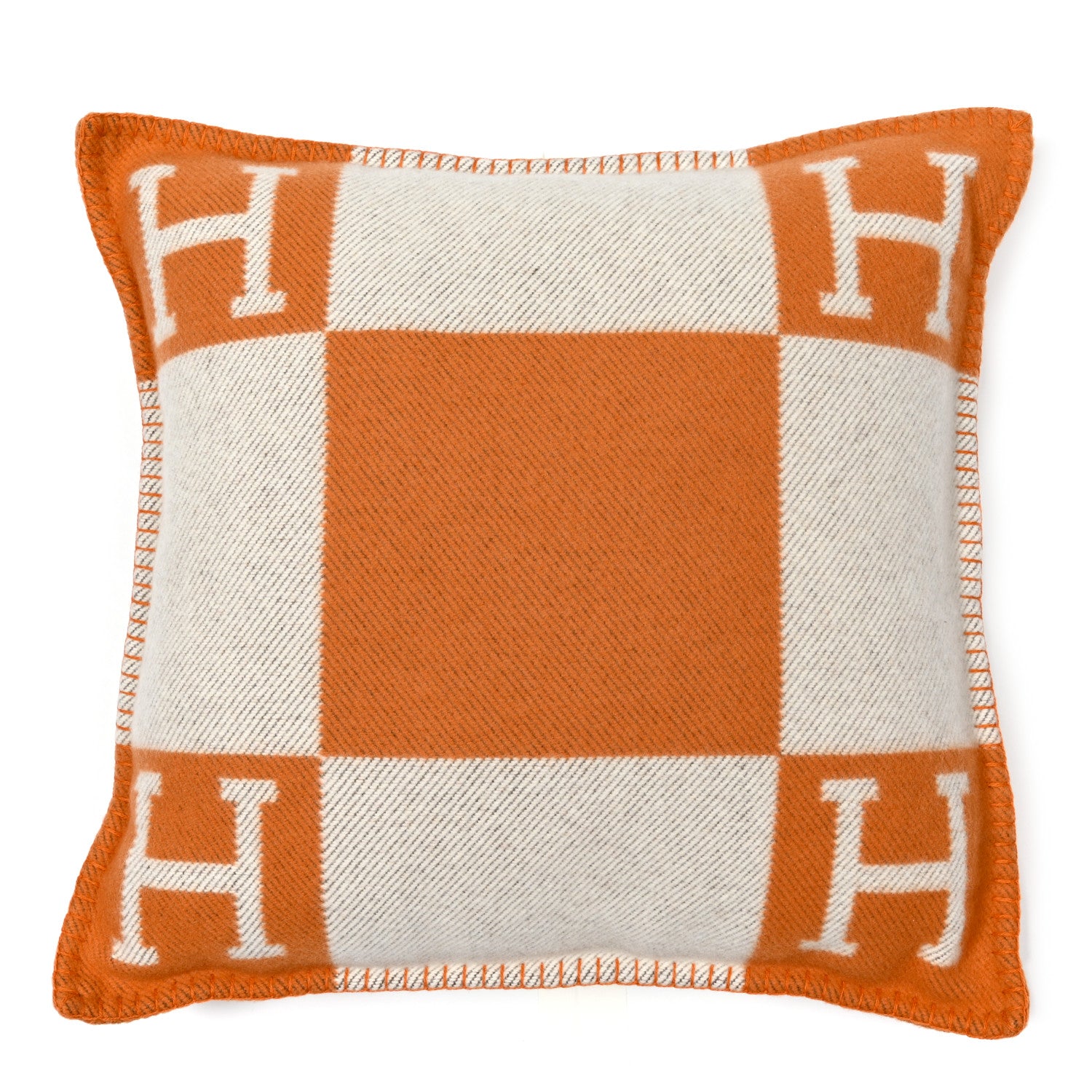 Hermes Wool Cashmere Avalon Pillow PM Ecru Potiron 1 of 3