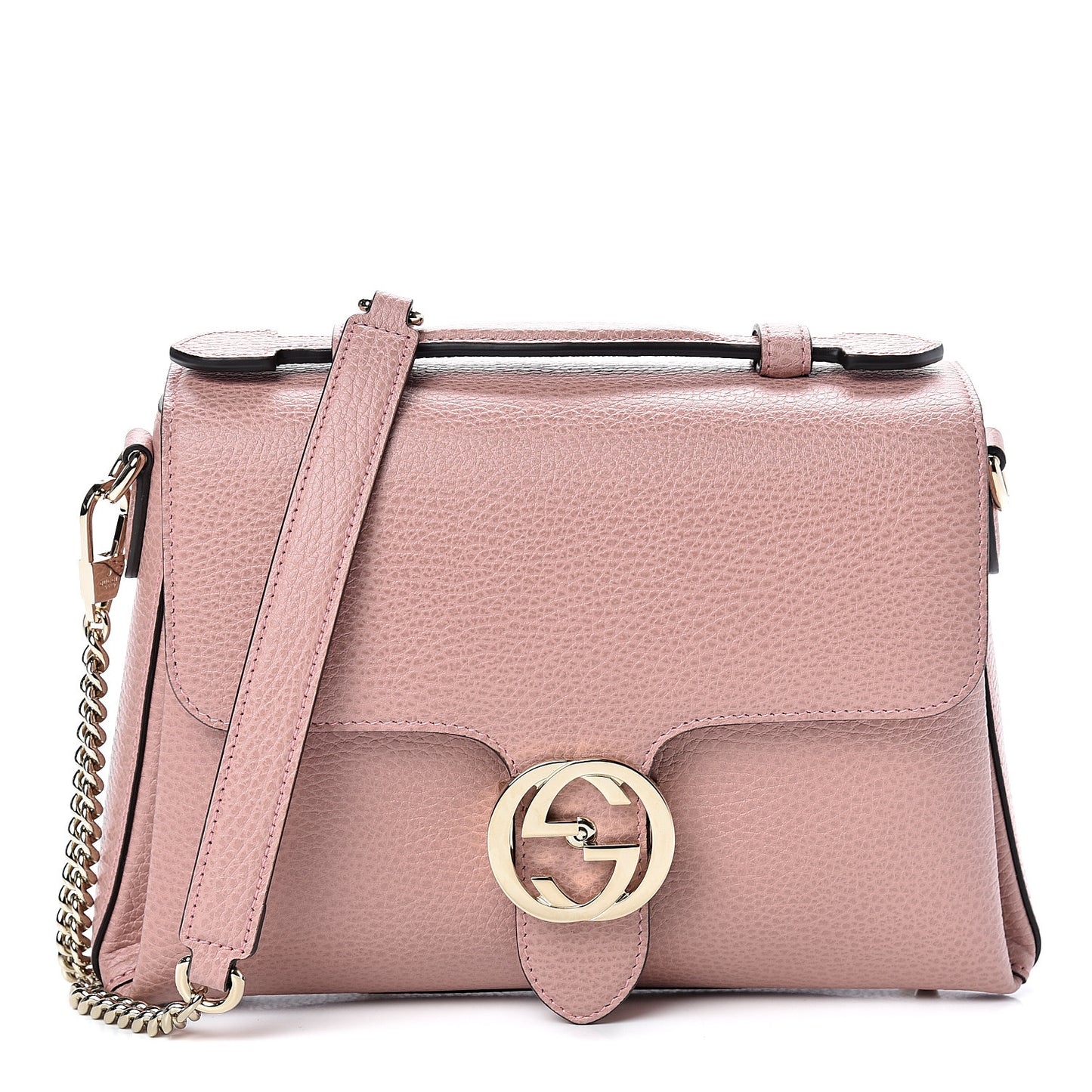 Dollar Calfskin Interlocking G Top Handle Shoulder Bag Soft Pink