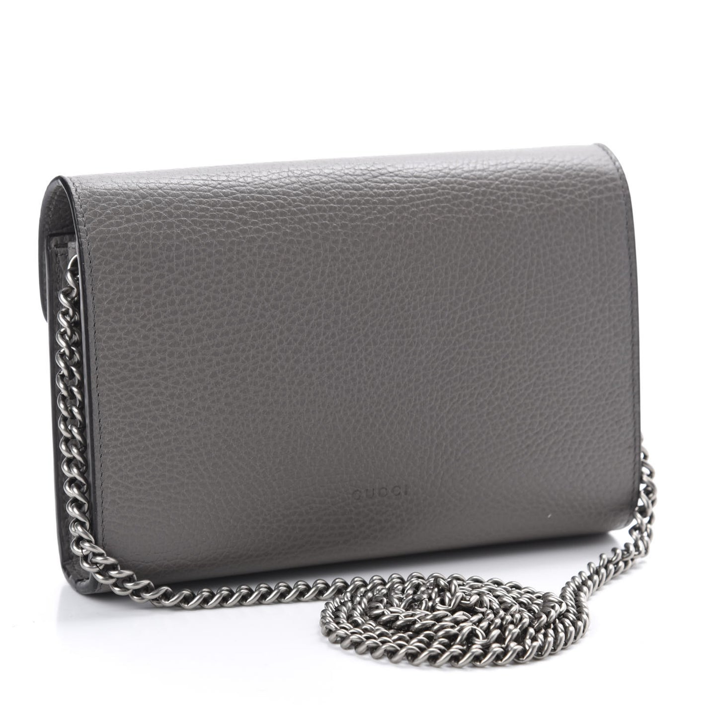 Dollar Calfskin Crystal Mini Dionysus Chain Wallet Dusty Grey Black Diamond