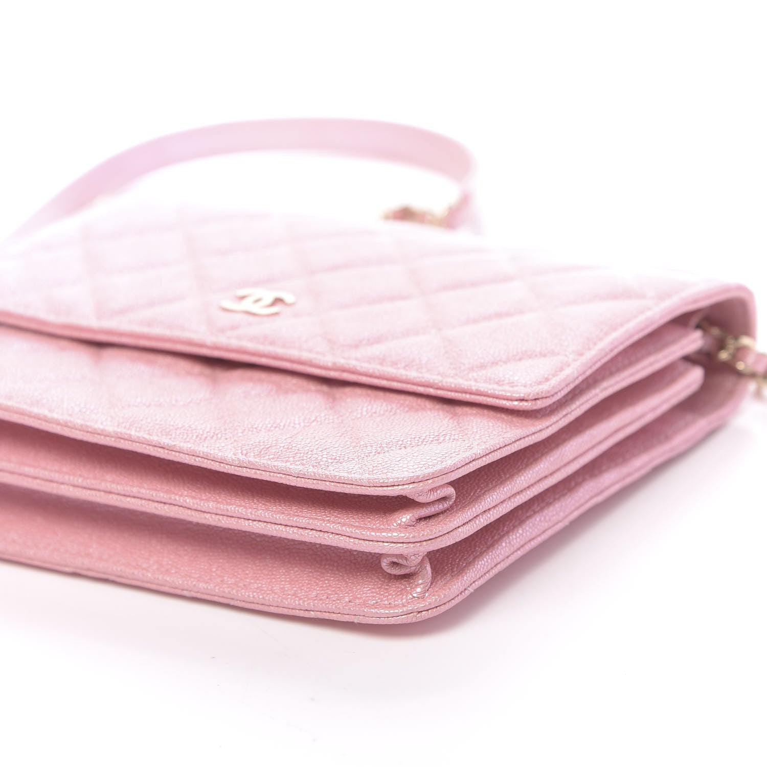 Chanel Iridescent Caviar Quilted Square Wallet On Chain WOC Rose Pink 10 of 12