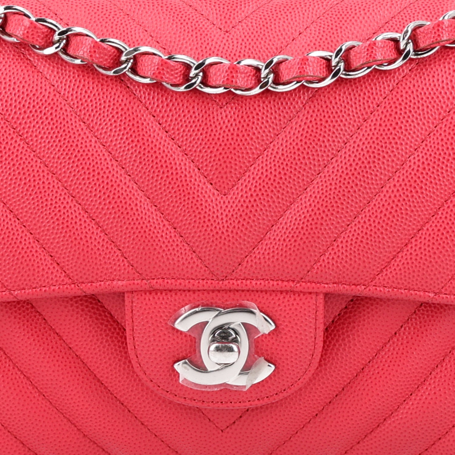 Chanel Caviar Chevron Quilted Small Double Flap Dark Pink 8 of 10