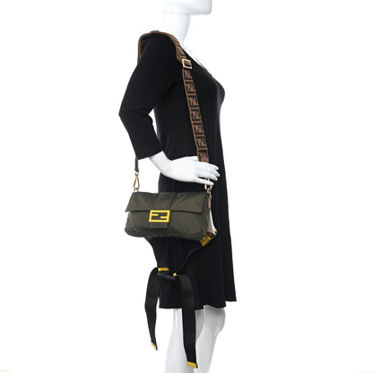 Fendi Nylon Dolmias Vitello Grace FF Puffer Belt Baguette Bag Military Brown Tortora 2 of 10