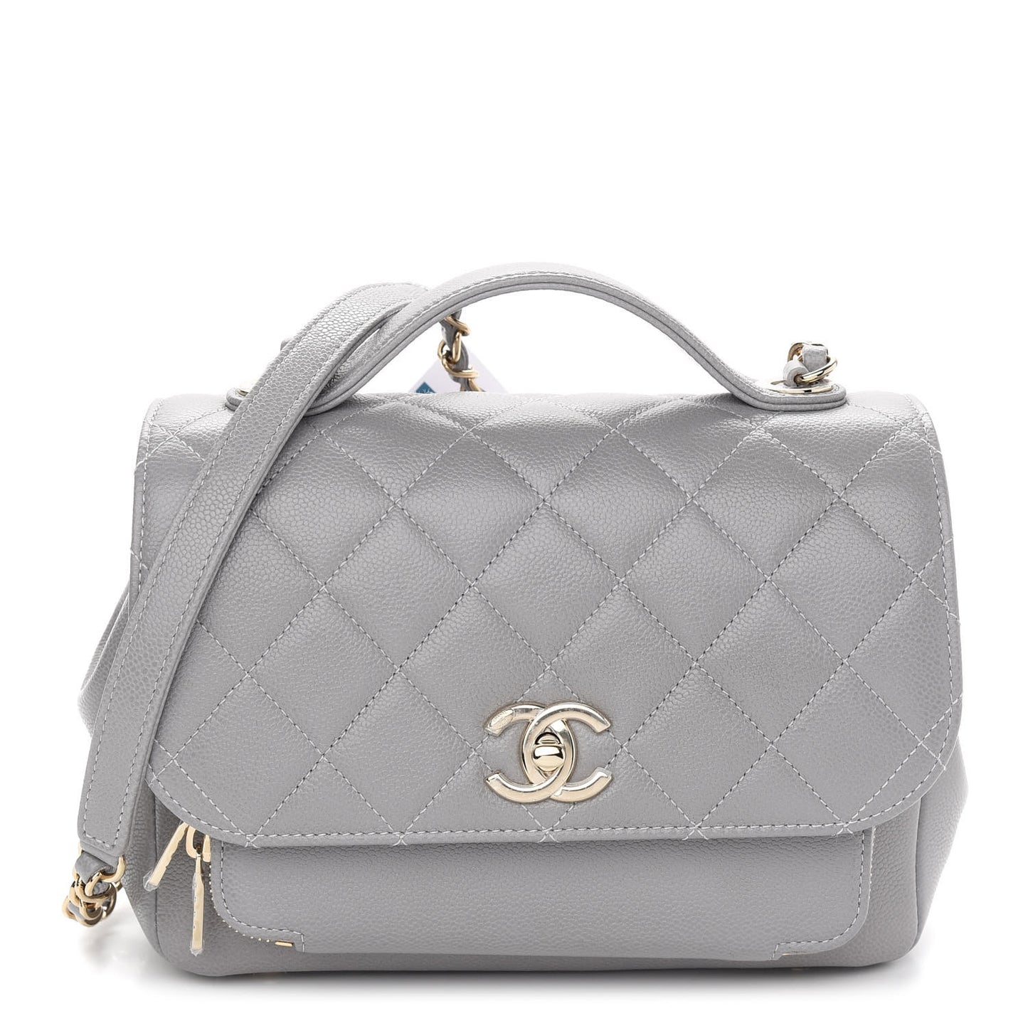 Caviar Quilted Medium Business Affinity Flap Grey