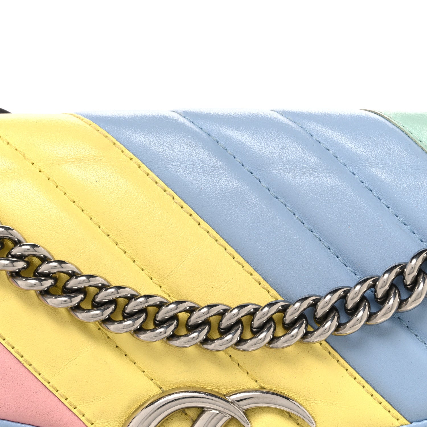 Gucci Calfskin Matelasse Diagonal Small GG Marmont Shoulder Bag Multicolor Pastel 8 of 10