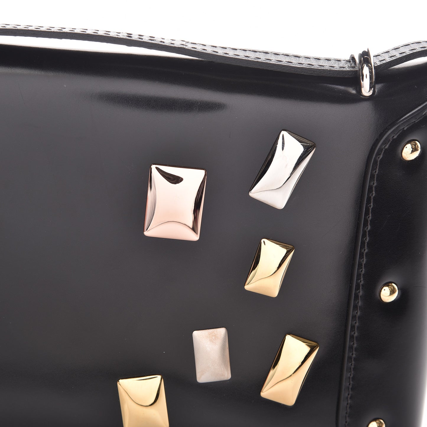 Glazed Calfskin Sac Triangle PM Black