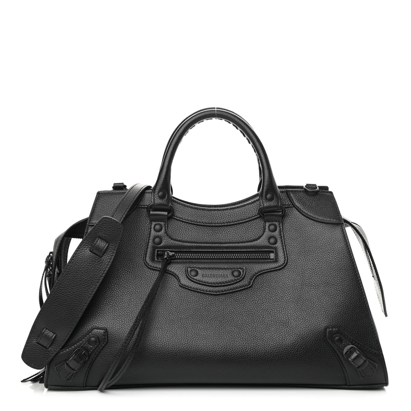 Grained Calfskin Black Hardware Neo Classic City Black